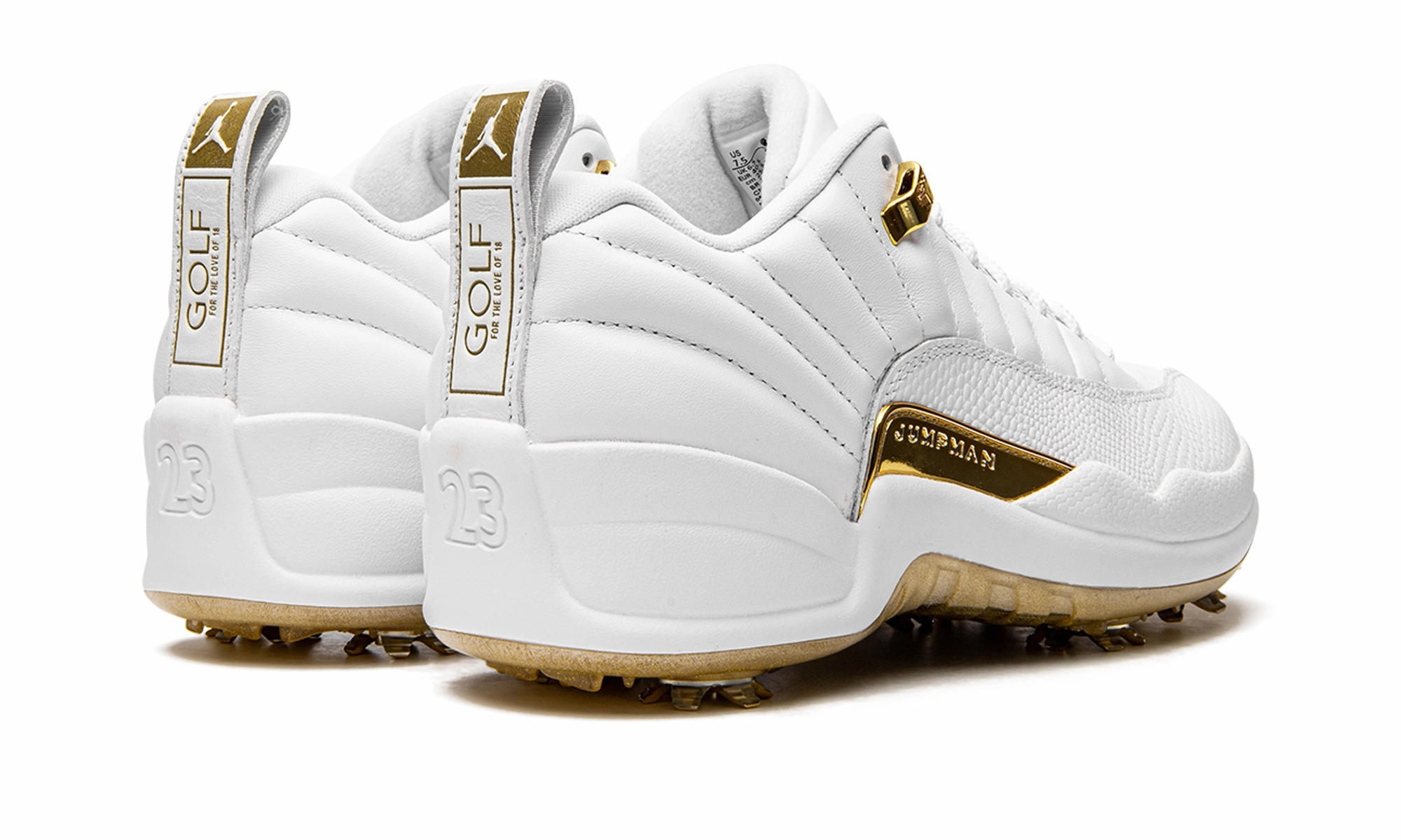 Jordan XII G NRG M22 "Jordan 12 Golf - White Metallic" Stability foam insole shoes