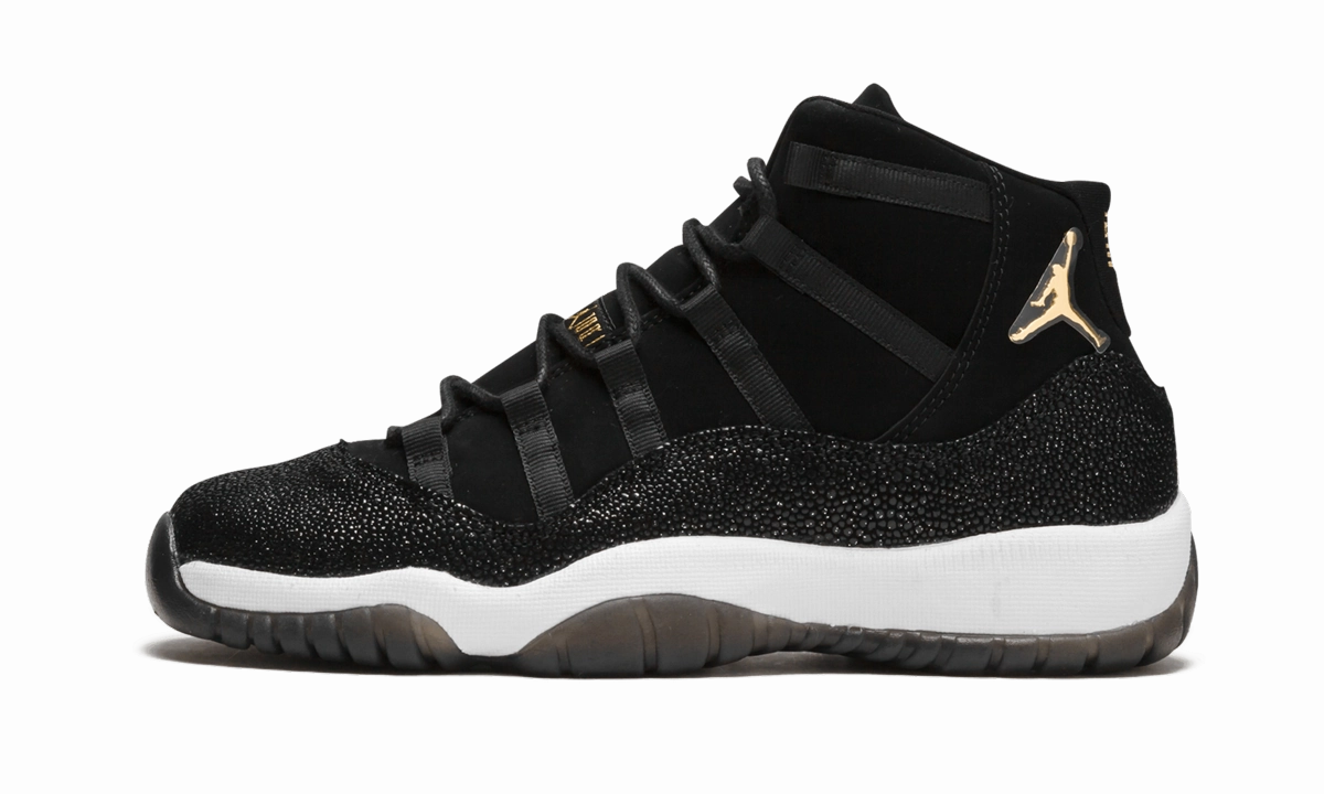 weekend running option genuine - leather - upper shoes Air Jordan 11 Retro Prem HC GS "Heiress Black Stingray"