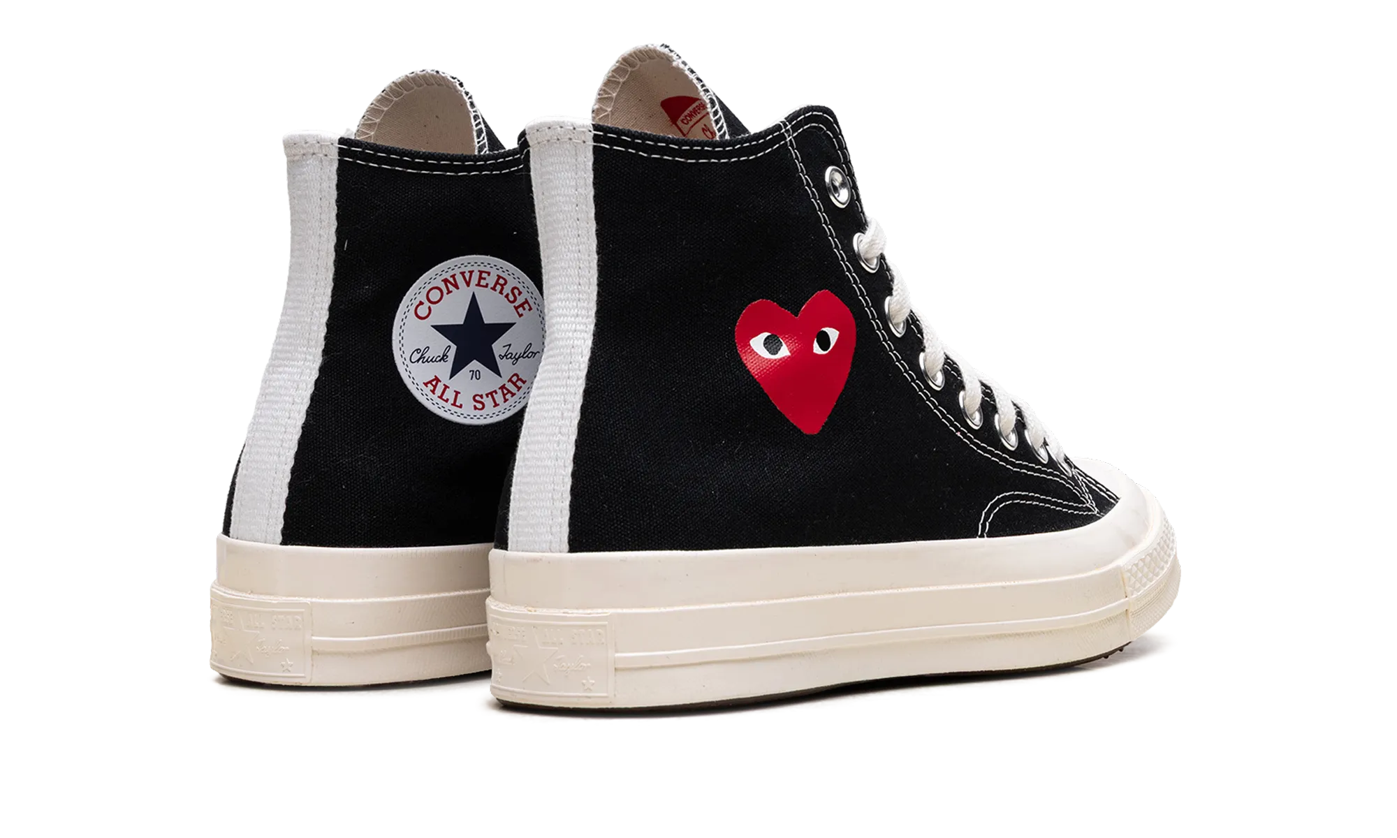 Chuck Taylor All Star 70 High "Comme des Garcons PLAY - Small Red Heart Black" Green Leaf Flexible Upper