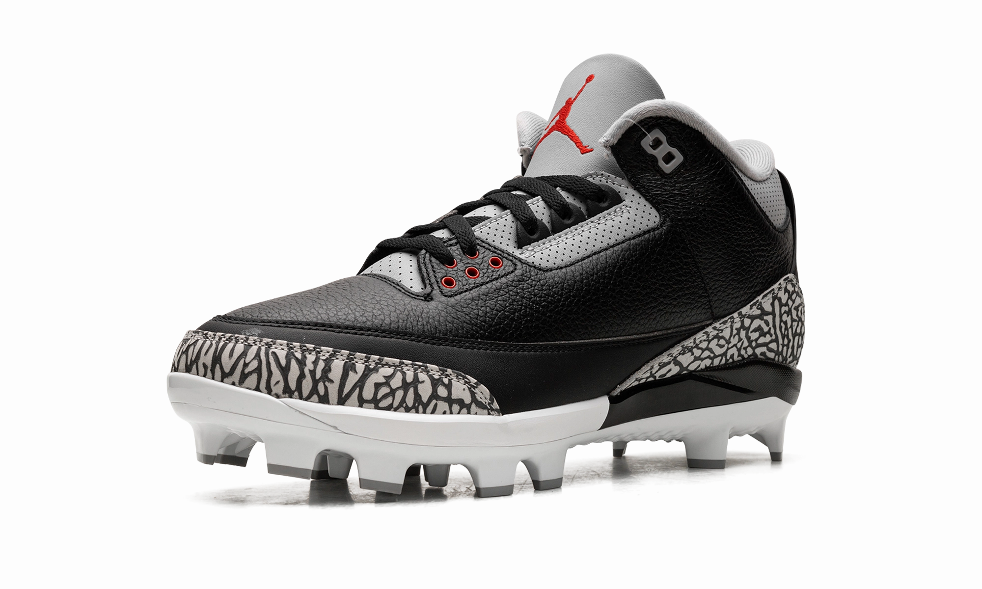 Fitted touch Vibrant sole Air Jordan 3 Cleats "Black Cement"