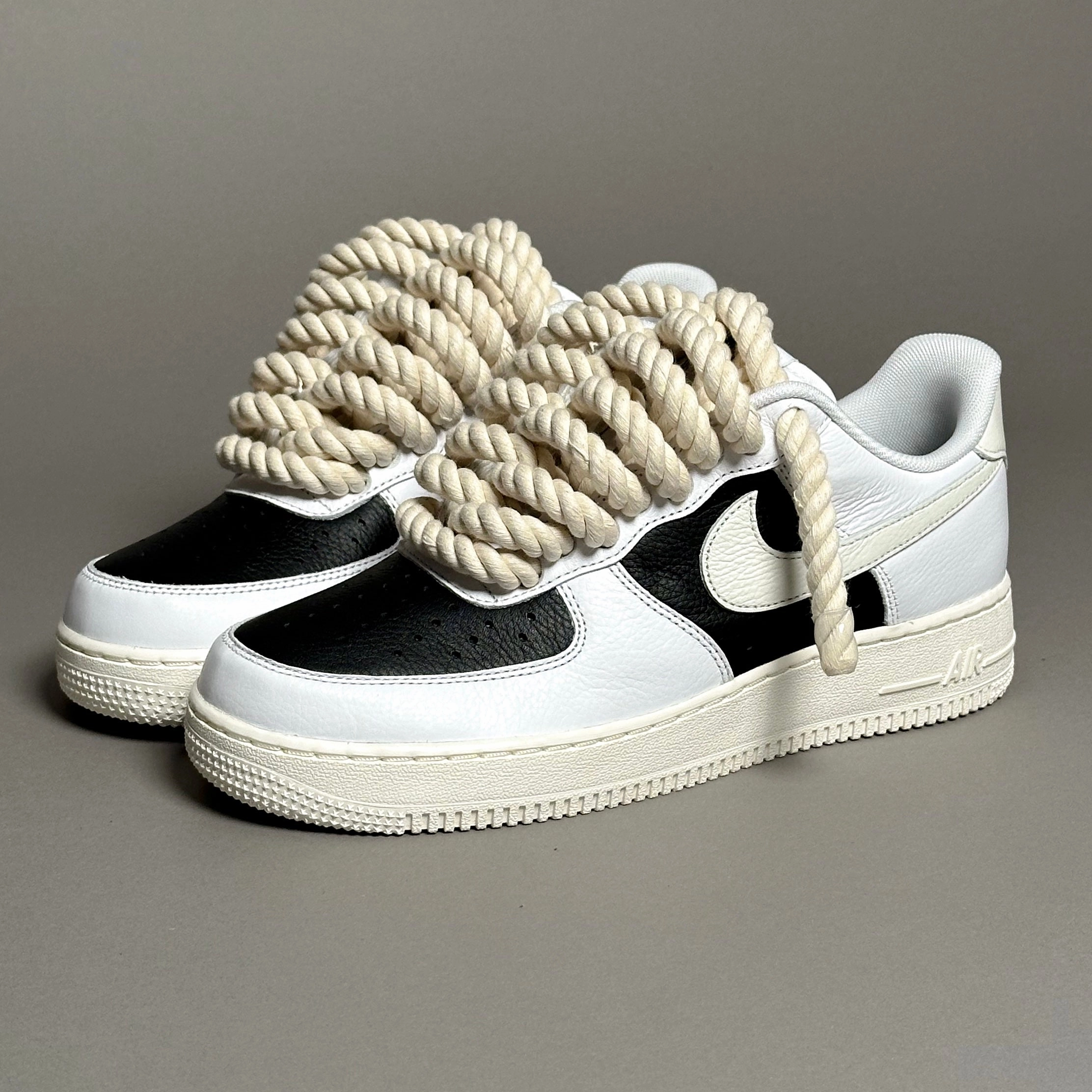 Nike Air Force 1 Black "Rope Laces" Style - updated