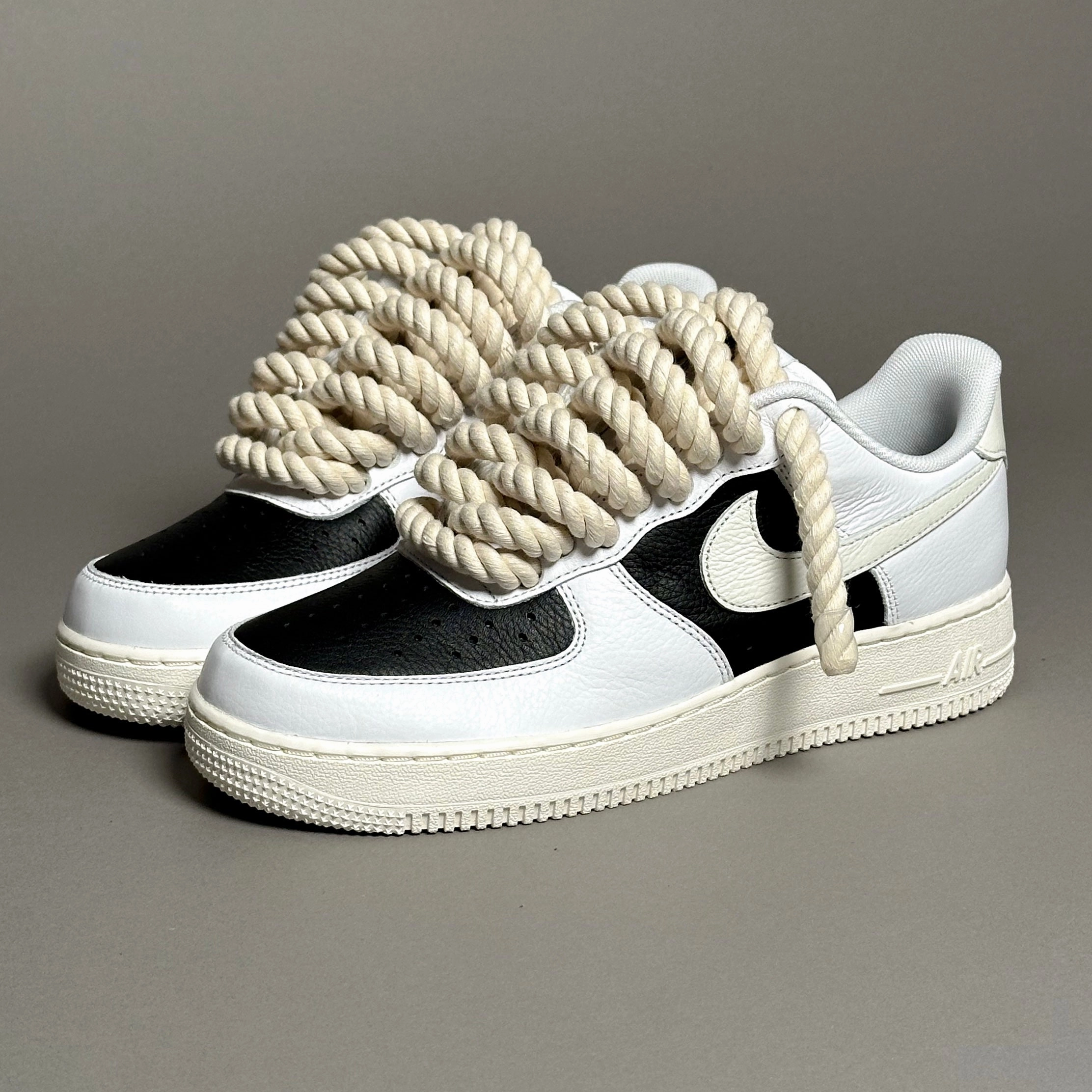 Nike Air Force 1 Black "Rope Laces" Barefoot simulation