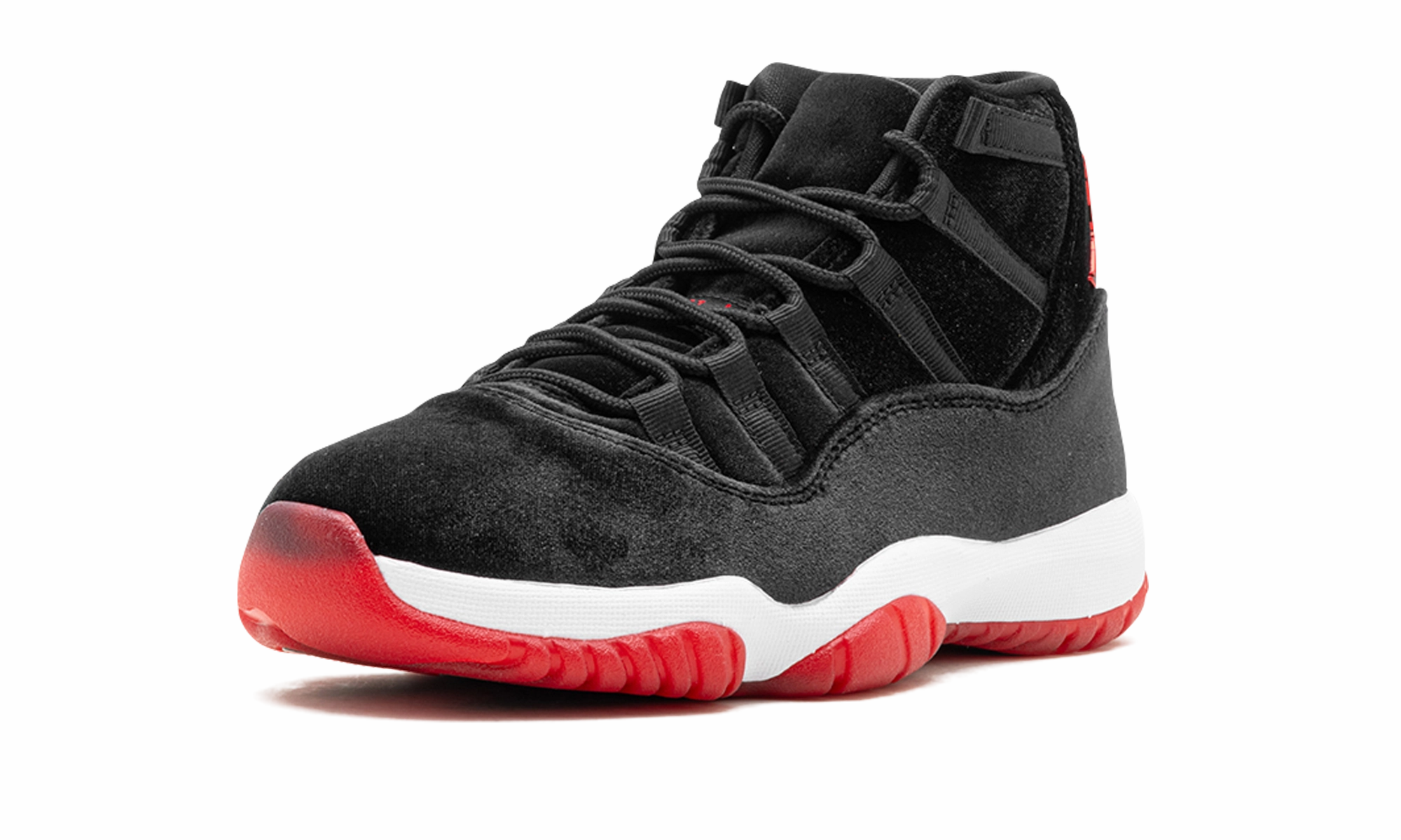 asphalt running footwear zipper - closure running shoes Air Jordan 11 WMNS "Bred Velvet"
