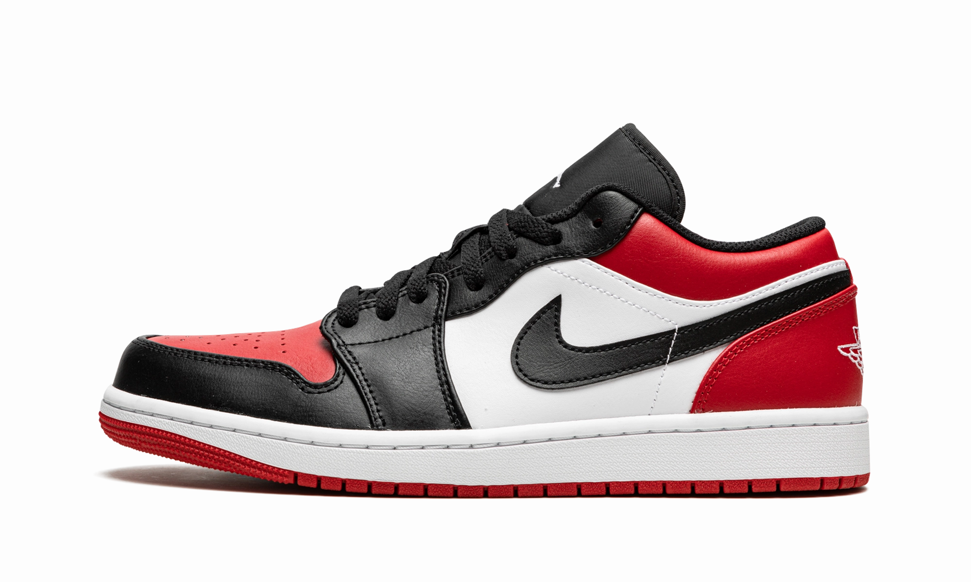 Air Jordan 1 Low "Bred Toe" Breathable Lining Stability Focus
