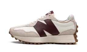 327 WMNS "Moonbeam Classic Burgundy" Calm Grey Camp Step