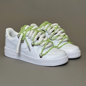 basketball player shoes black shoes Nike Air Force 1 Rope Laces White??Triple Swarovski Green V1