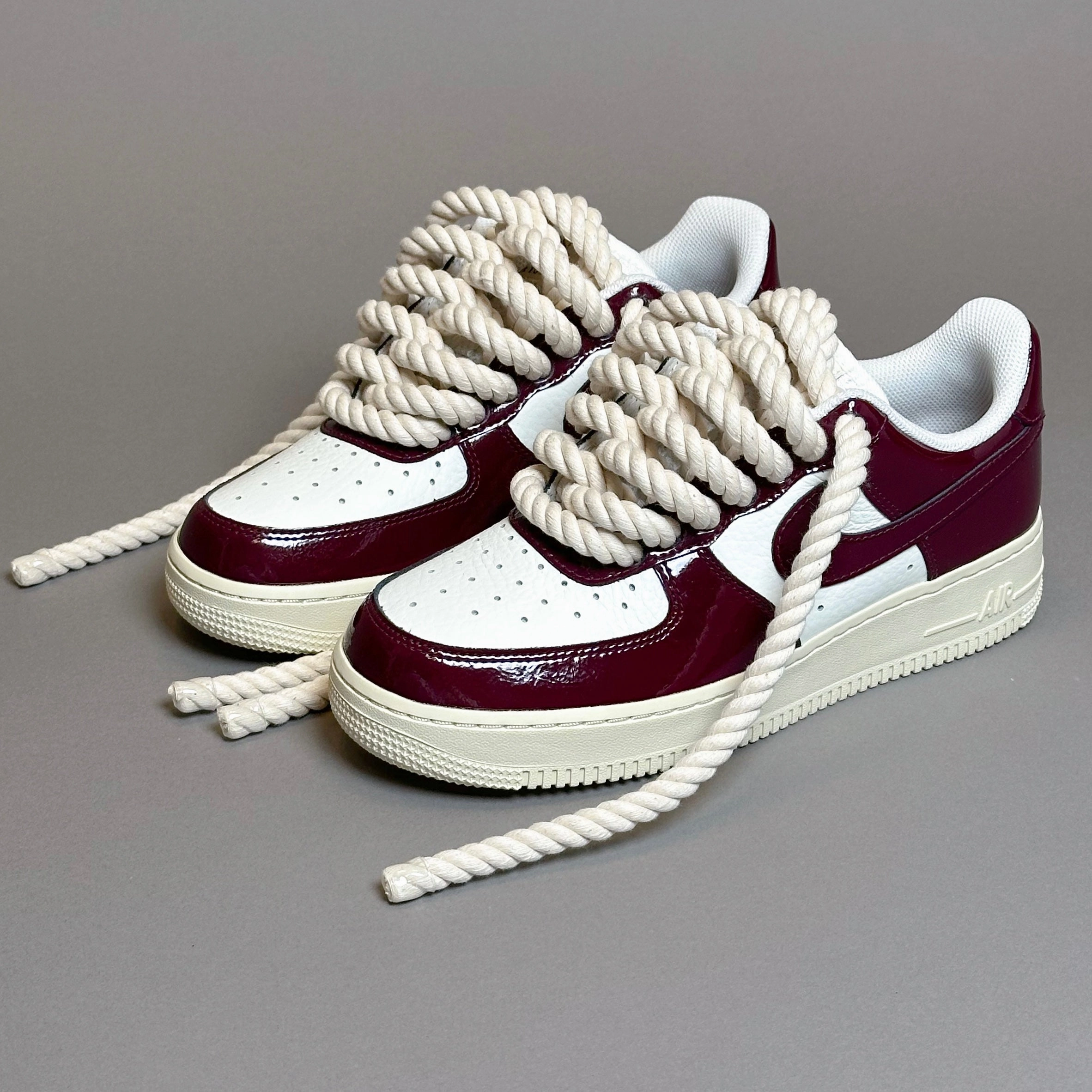 arch - shaped insoles off - the - shelf shoes Nike Air Force 1 Patent "Rope Laces Cream" V2