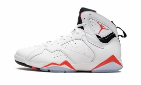Air Jordan 7 "White Infrared" running in a monorail station area shoes