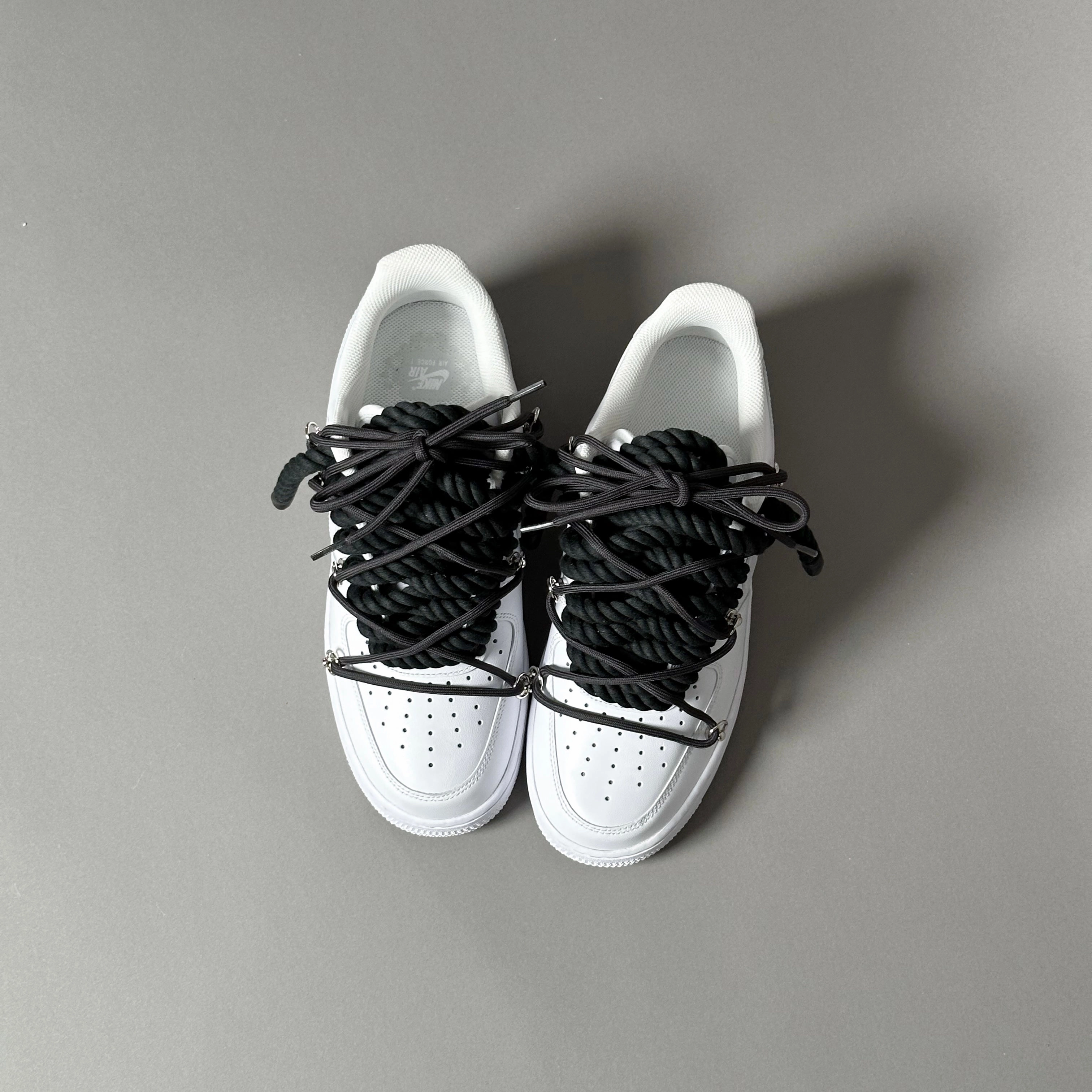 Hard surface running running in relay races shoes Nike Air Force 1 Rope Laces??Triple Black