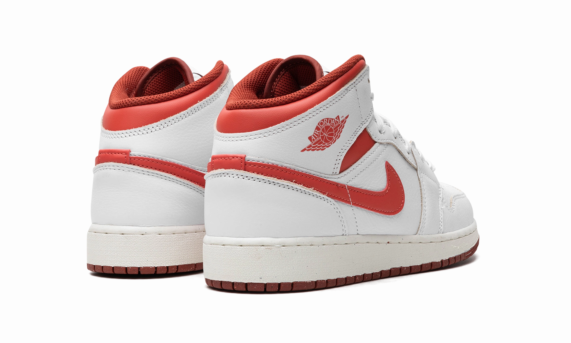 AIR JORDAN 1 MID SE GS "WHITE DUNE RED" Lifestyle Trend Structured shock absorption