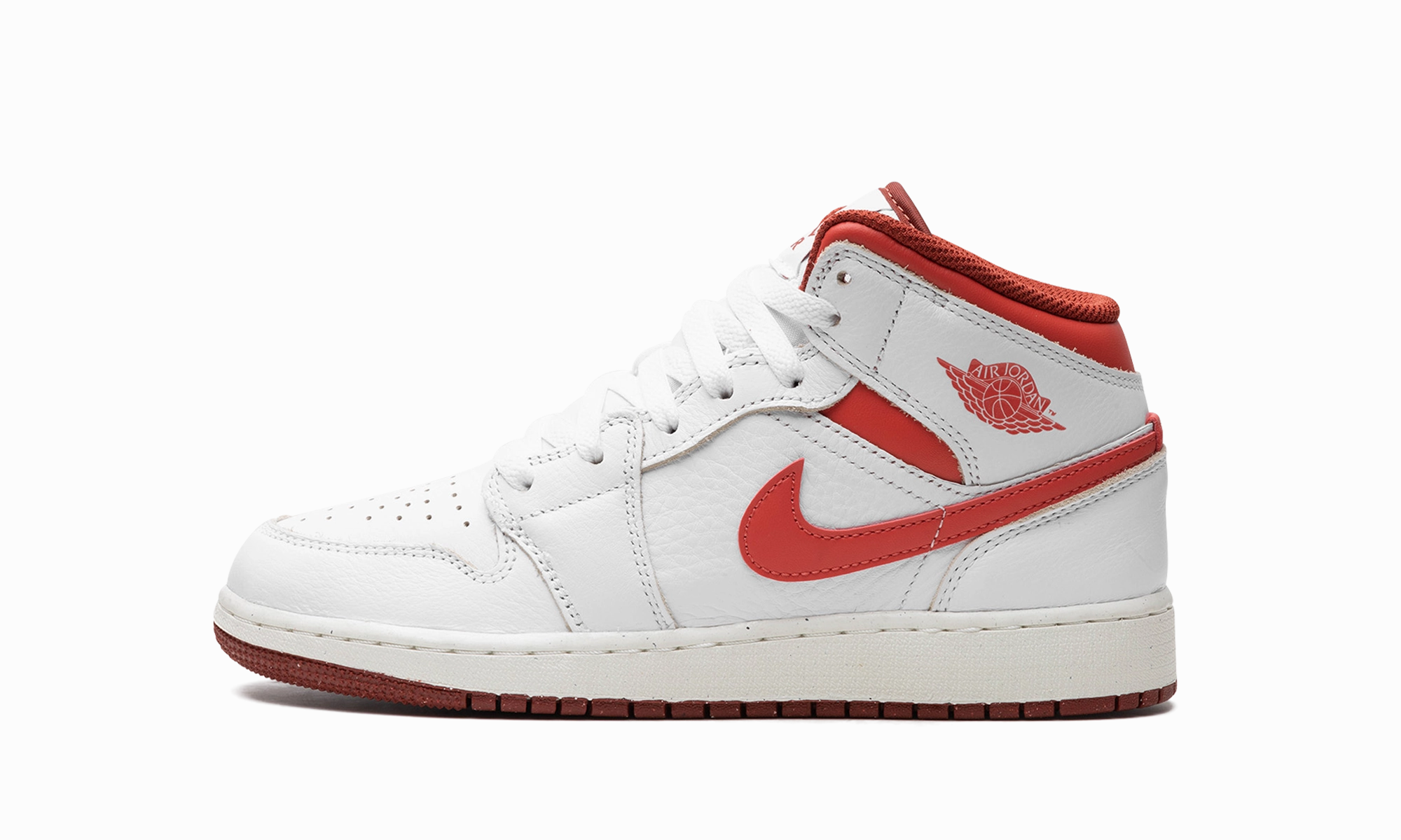 AIR JORDAN 1 MID SE GS "WHITE DUNE RED" Neutral Walk Fresh Look