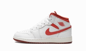 AIR JORDAN 1 MID SE GS "WHITE DUNE RED" Neutral Walk Fresh Look