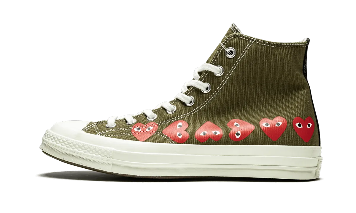 Wind Hike Bridge Trek Chuck 70 Hi "Comme Des Garcons PLAY / Multi Hearts Green"