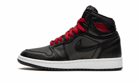 Air Jordan 1 High Retro GS "Black Satin/Gym Red" Comfort sole Multi-functional performance