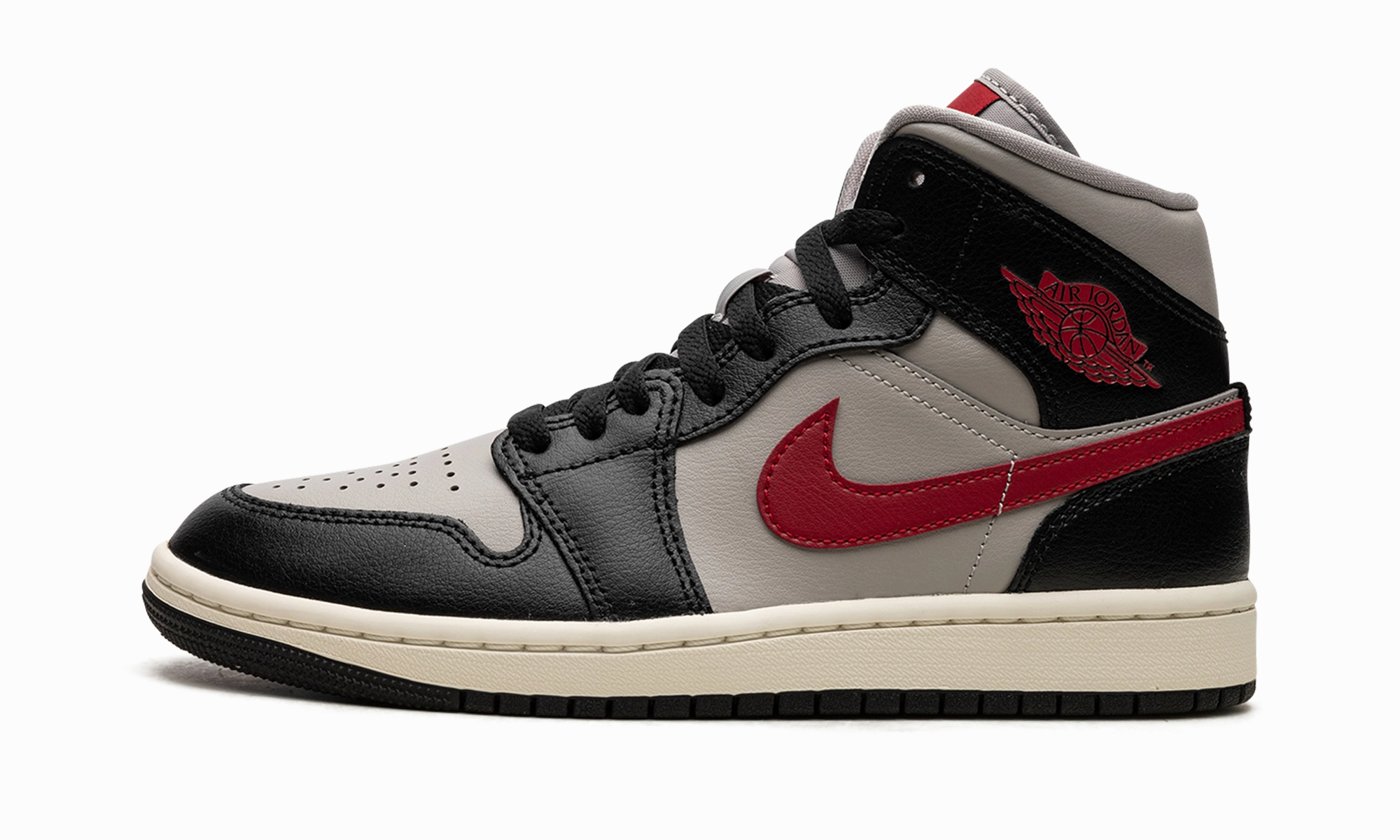 All-Weather Wear Cushion Heel AIR JORDAN 1 MID WMNS "Black / Gym Red / College Grey"