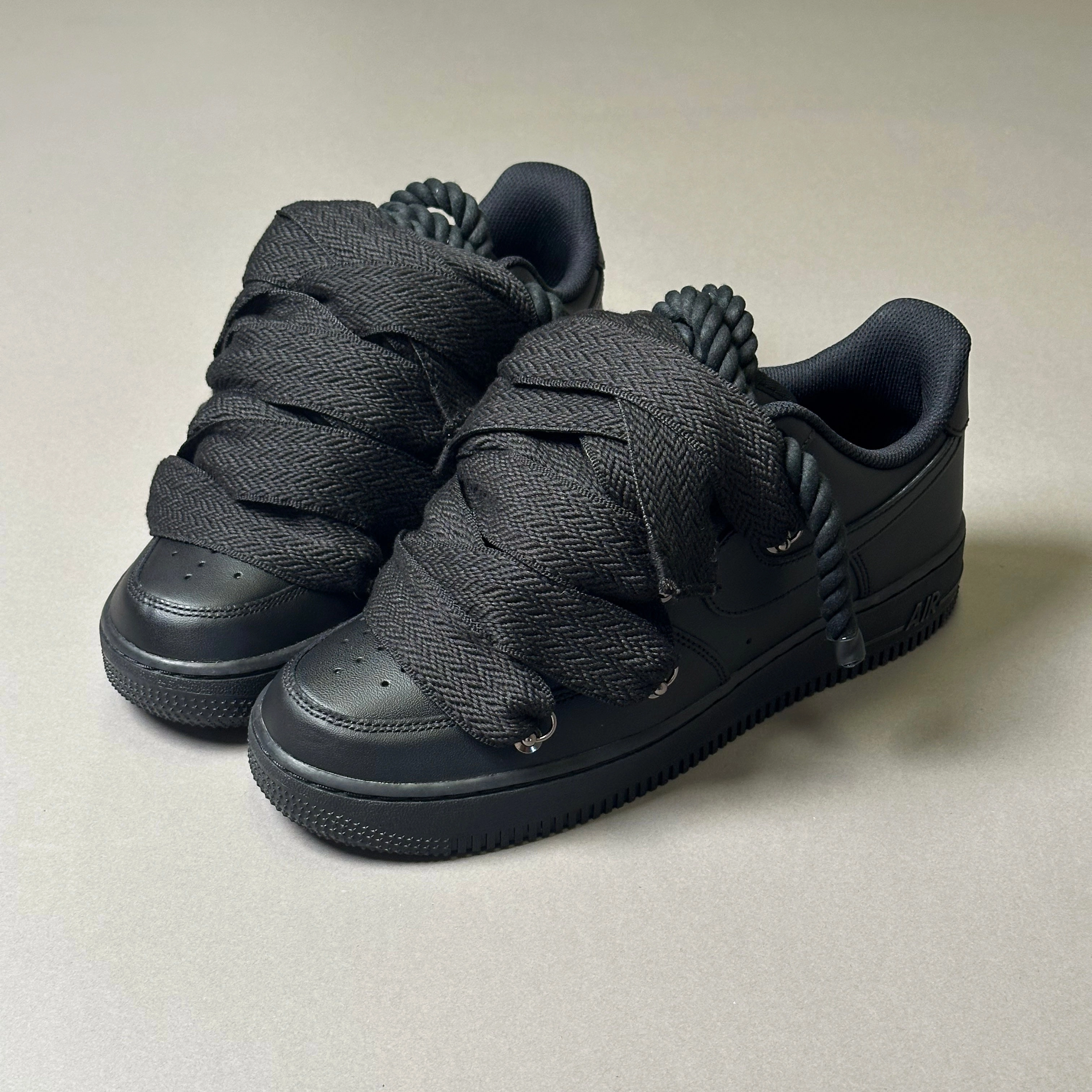 Nike Air Force 1 Rope Laces Lanvin??Black Soft Lining Shoes appliqued running option