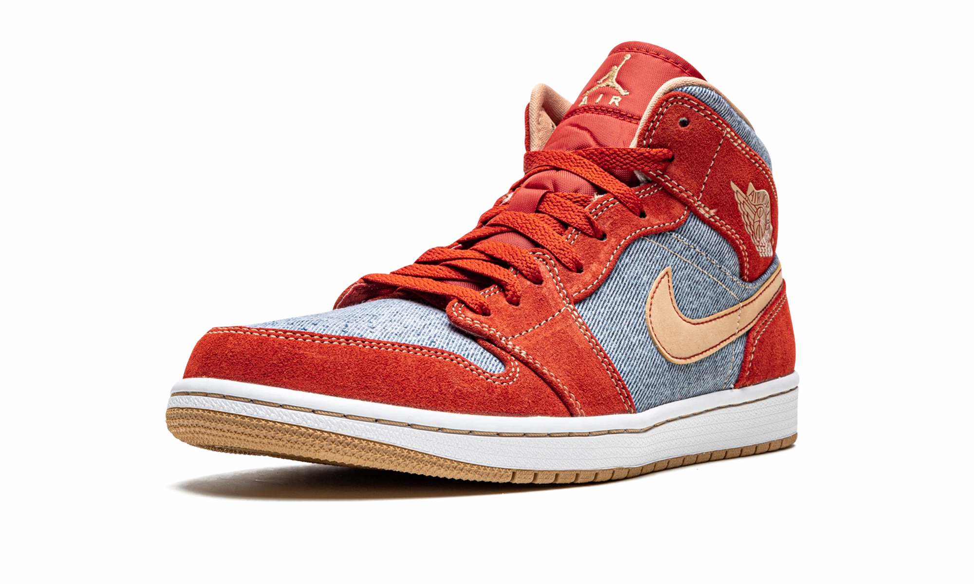 All-day Traction Light Comfort Air Jordan 1 Mid SE "Denim Red Suede"