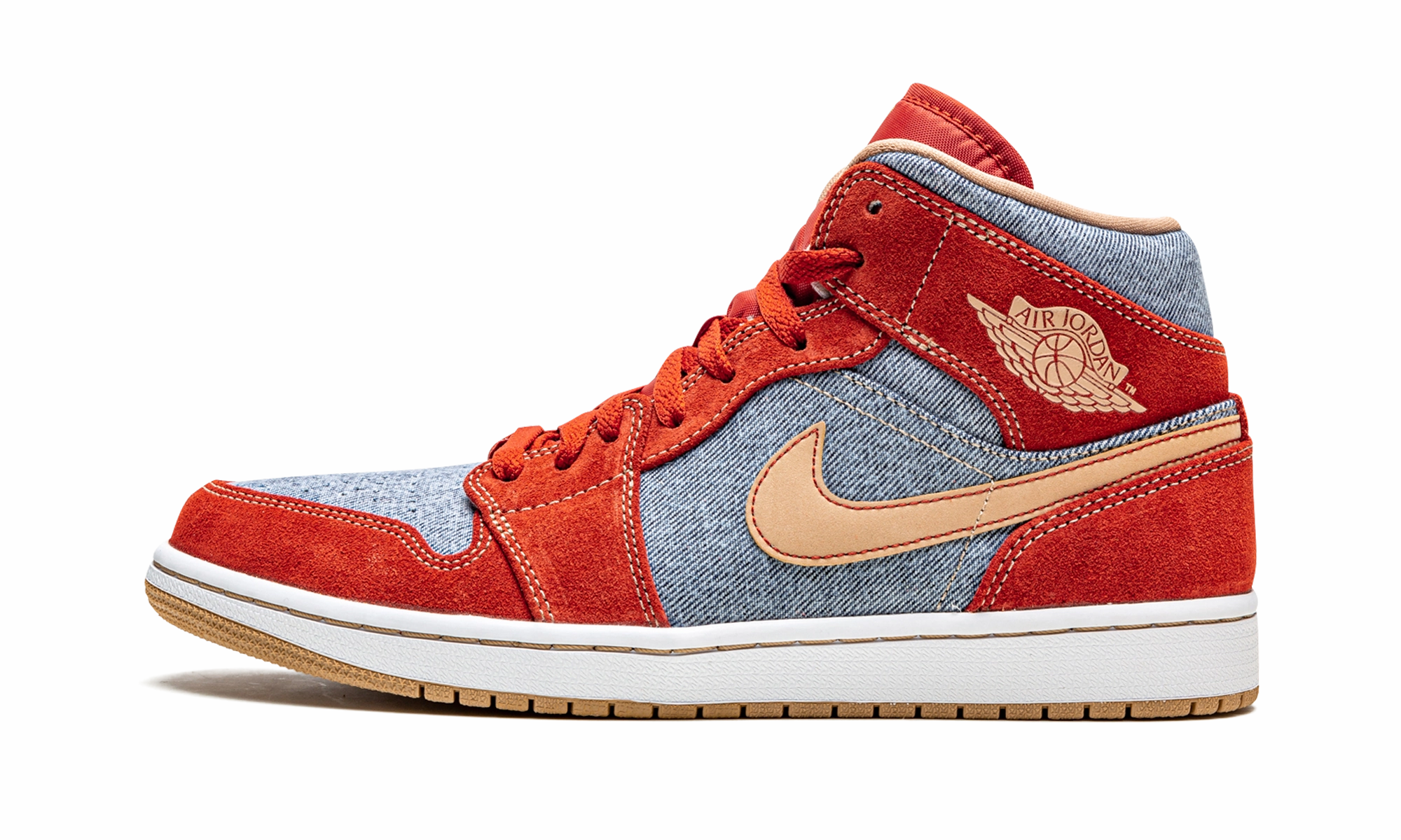 Step Easy Air Jordan 1 Mid SE "Denim Red Suede"