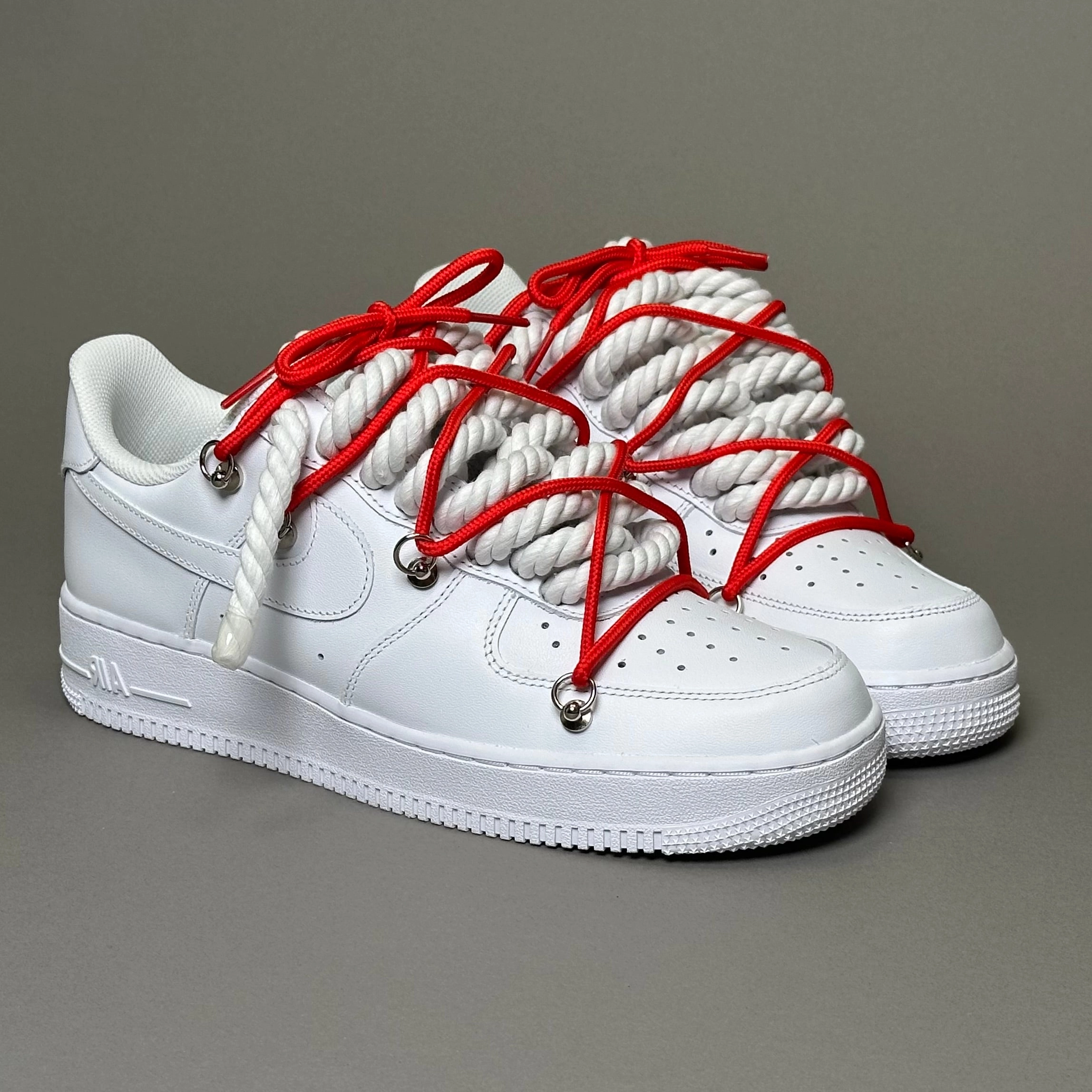 Odor Resistant Nike Air Force 1 Rope Laces White" Triple Red