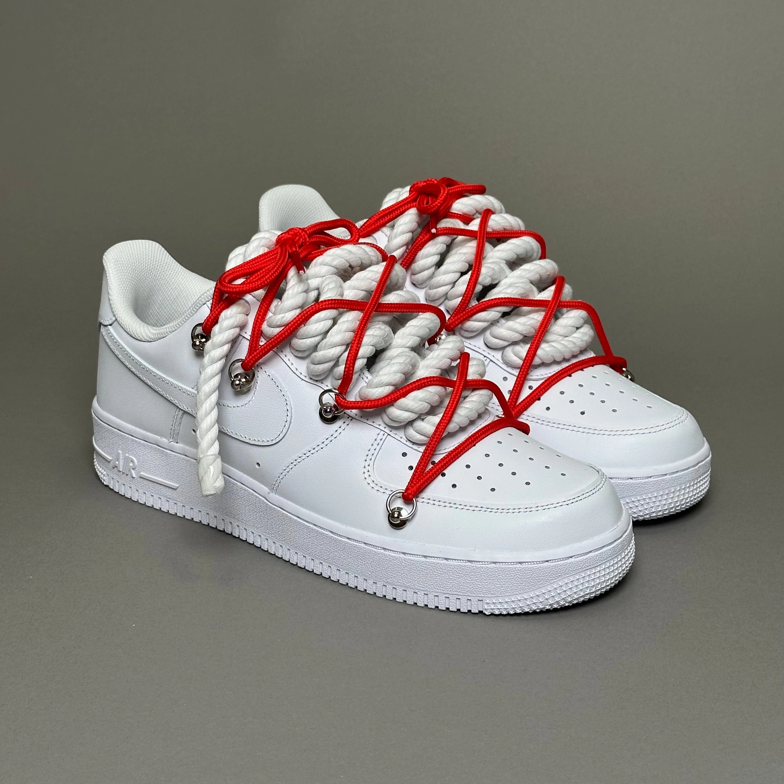 Nike Air Force 1 Rope Laces White" Triple Red running in a tourist destination shoes