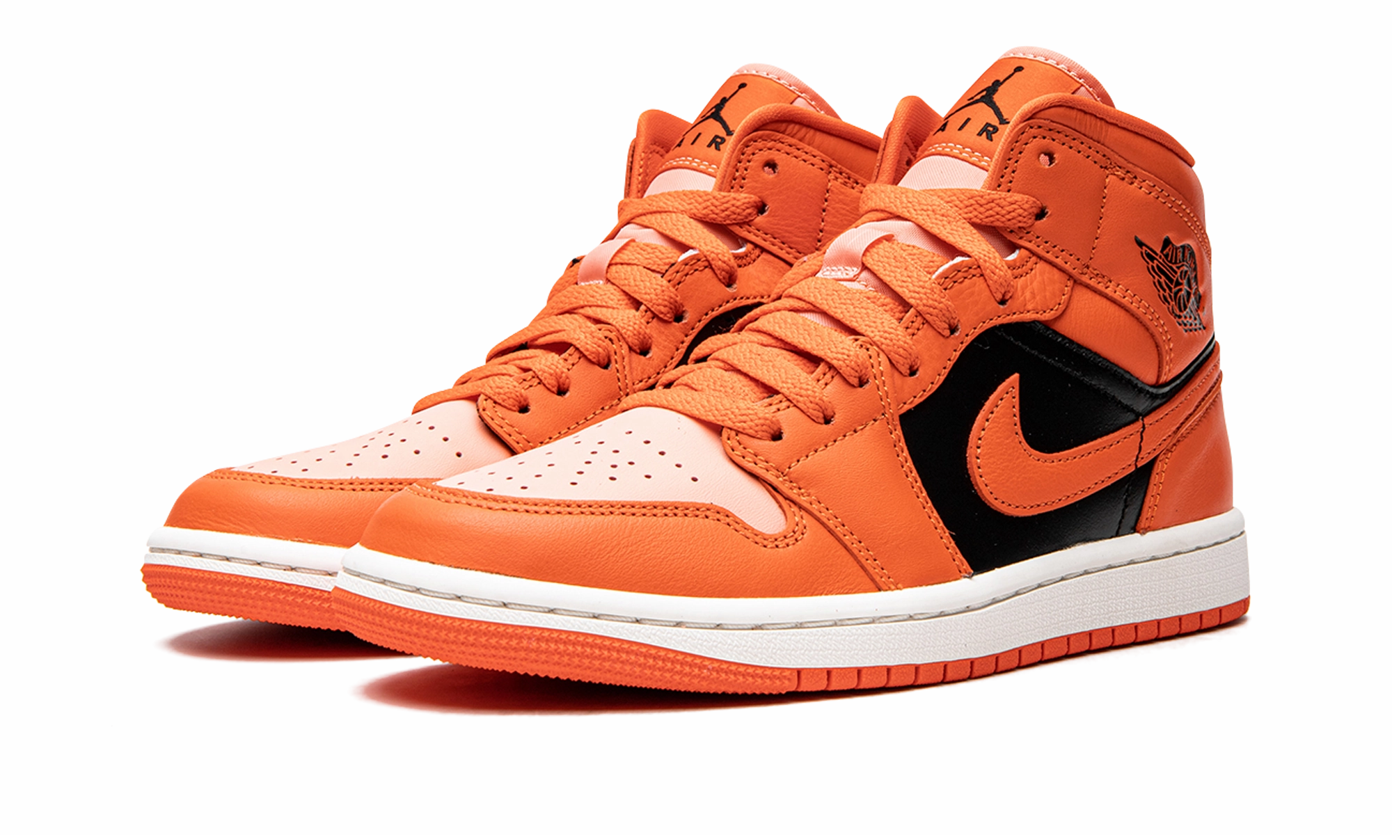 Durable Stitching Everyday Comfort AIR JORDAN 1 MID SE WMNS "Orange / Black"