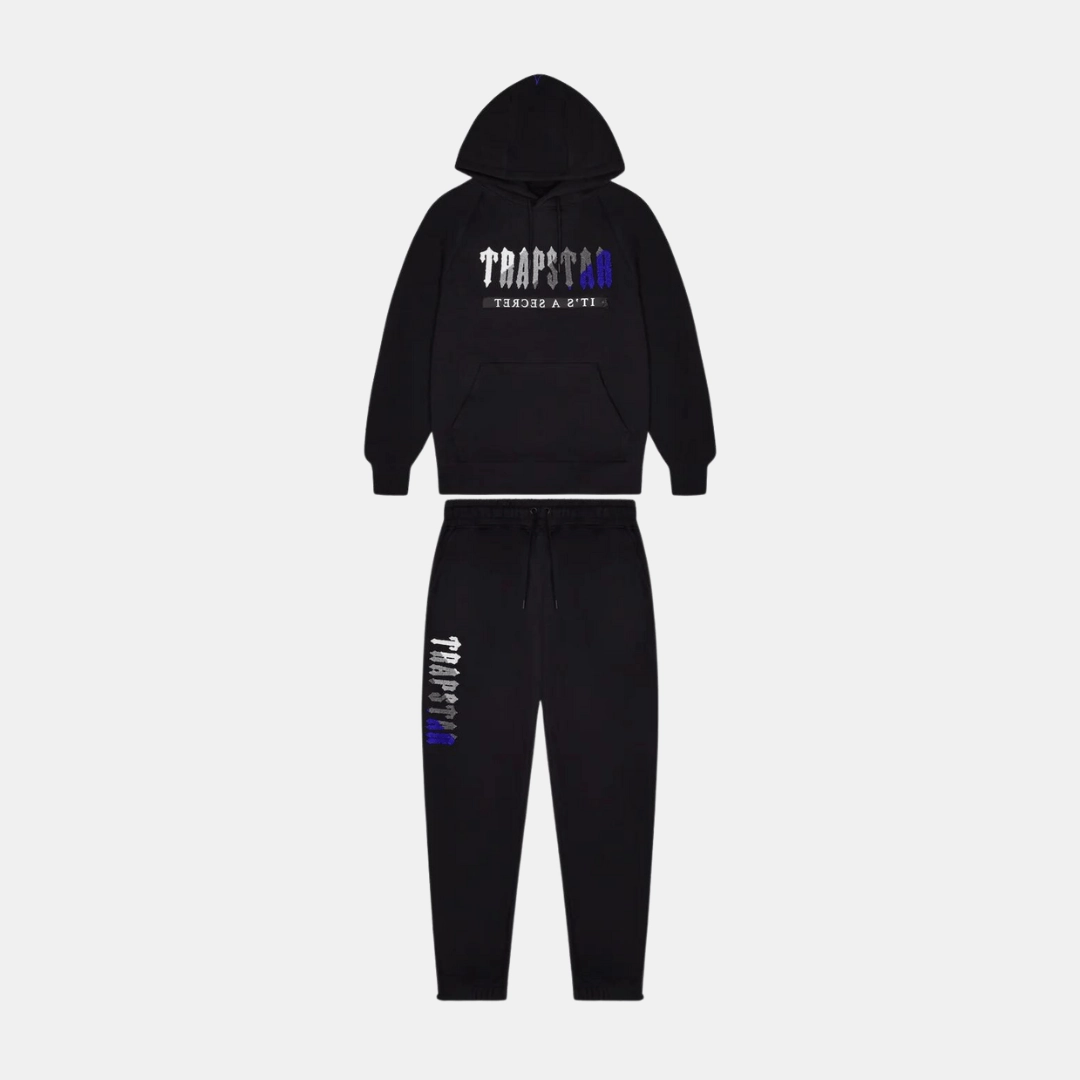Trapstar Chenille Decoded 2.0 Hooded Tracksuit - Black/Dazzling Blue Daily Basics On Demand Comfort