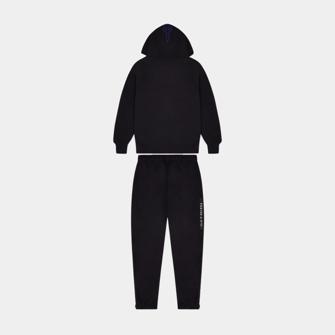 Go Fast Stylish Wear Trapstar Chenille Decoded 2.0 Hooded Tracksuit - Black/Dazzling Blue