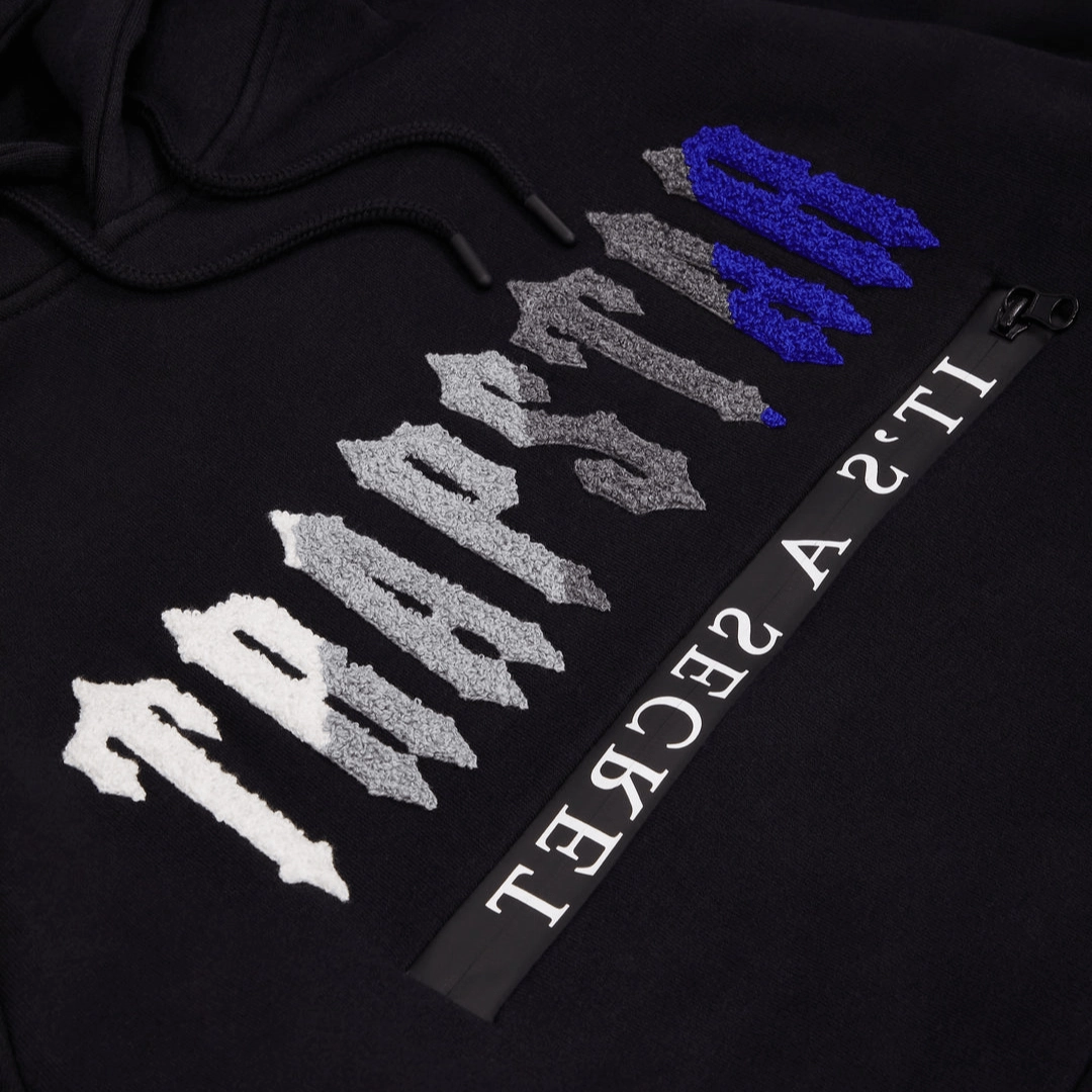 Trapstar Chenille Decoded 2.0 Hooded Tracksuit - Black/Dazzling Blue Mesh Lining
