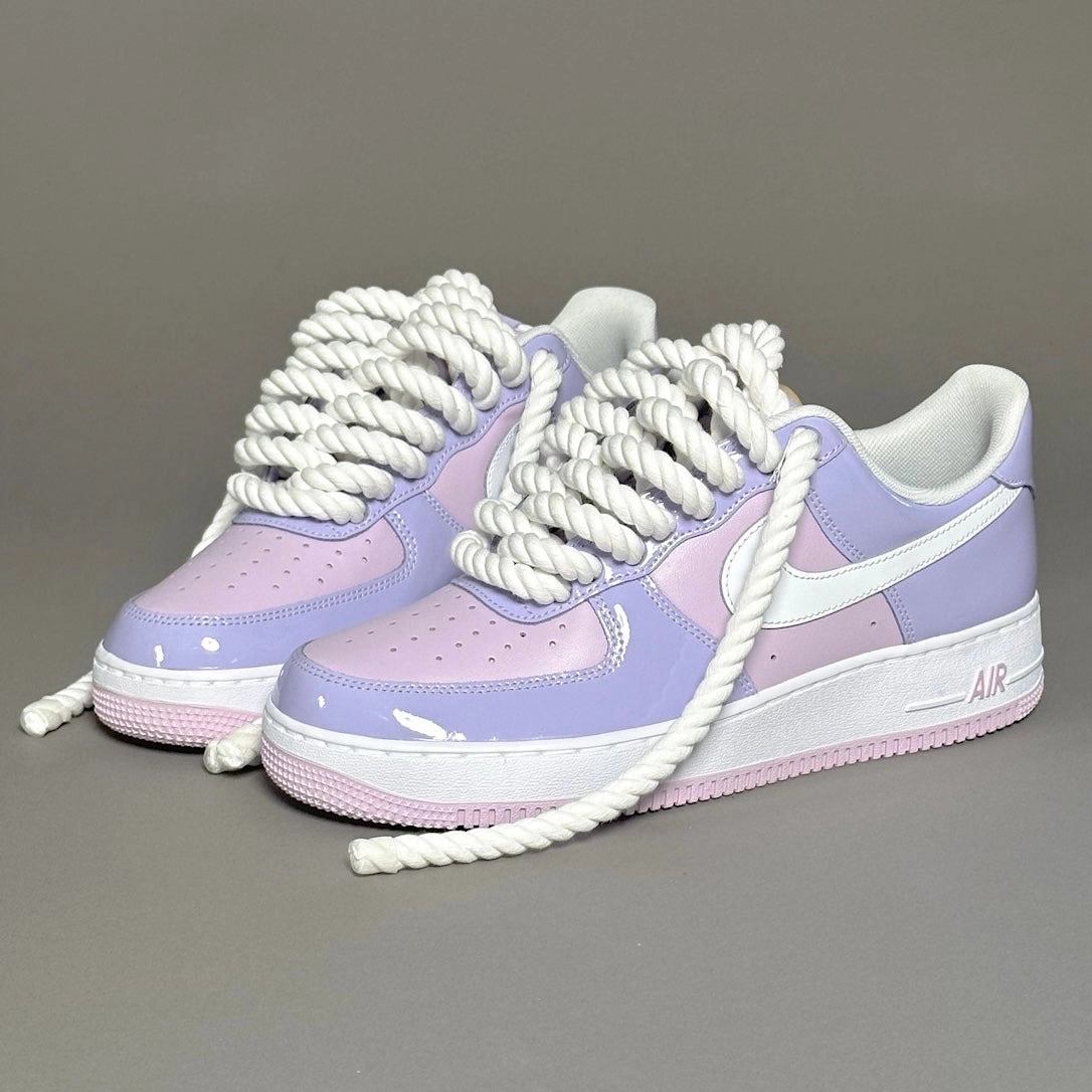 Hook And Loop lightweight - upper shoes Nike Air Force 1 Patent Lavender "Rope Laces White" V2