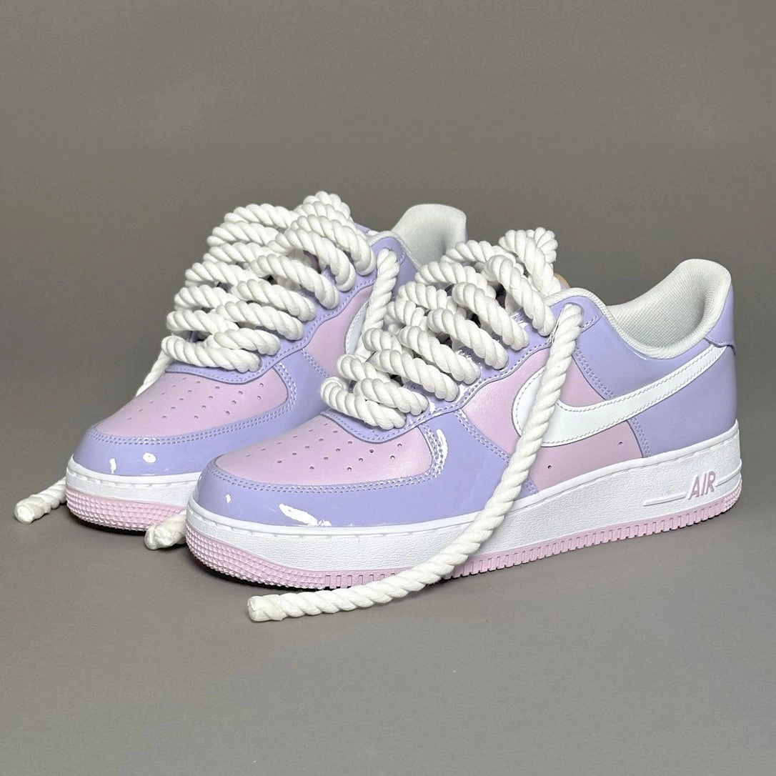 Nike Air Force 1 Patent Lavender "Rope Laces White" V2 half - marathon Cushioned Footbed