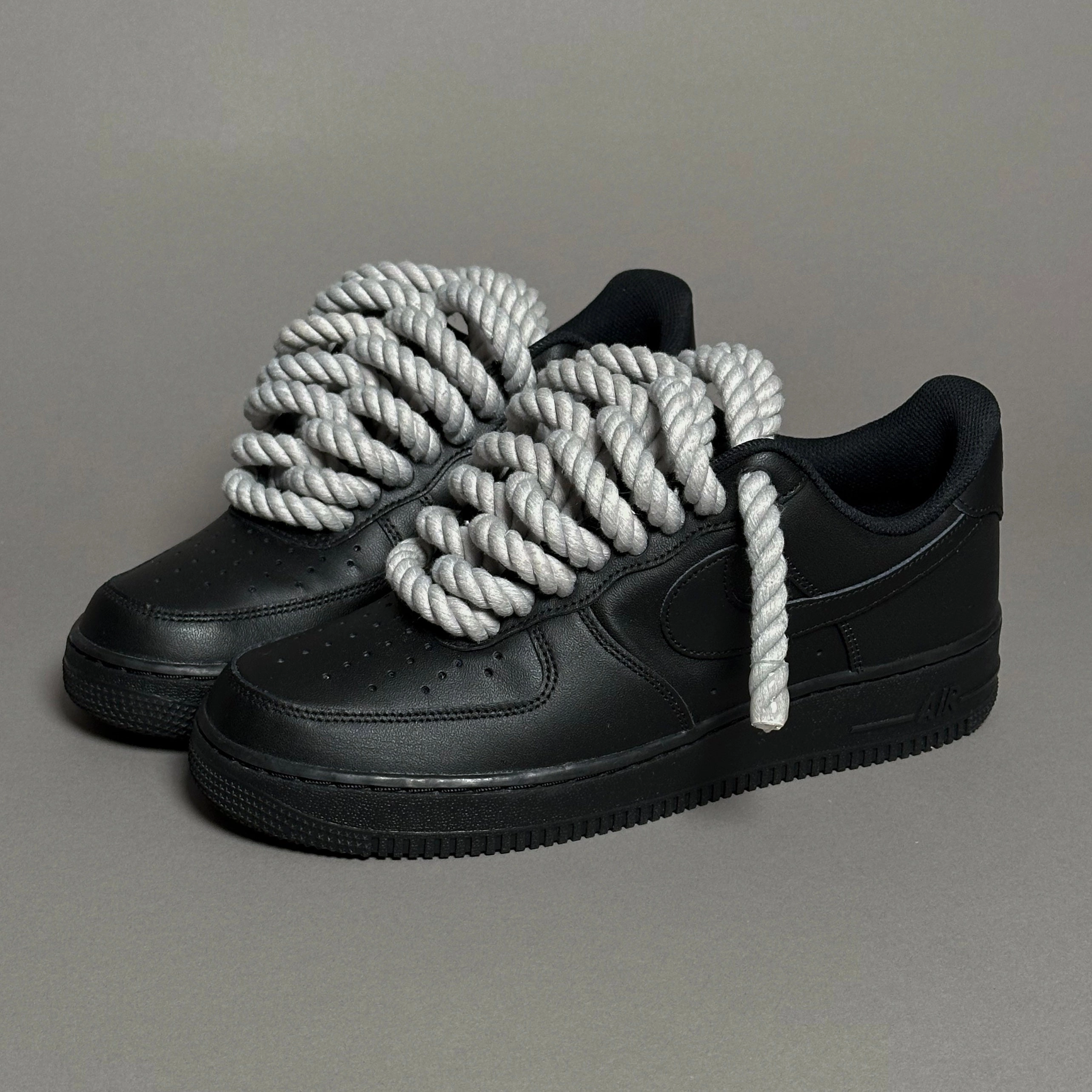 Nike Air Force 1 Black Rope Laces Gray Tint??V1 Running Vests