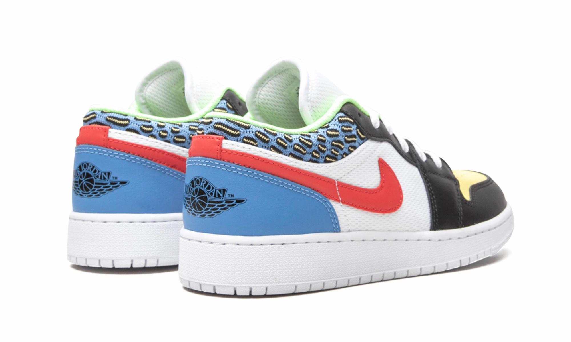 Air Jordan 1 Low GS "White Mesh / Multicolor" Synthetic Finish Walking Comfort