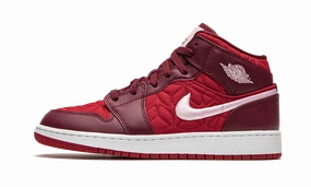 Air Jordan 1 Mid SE GS "Red Quilt" Daily Comfort Travel Essential