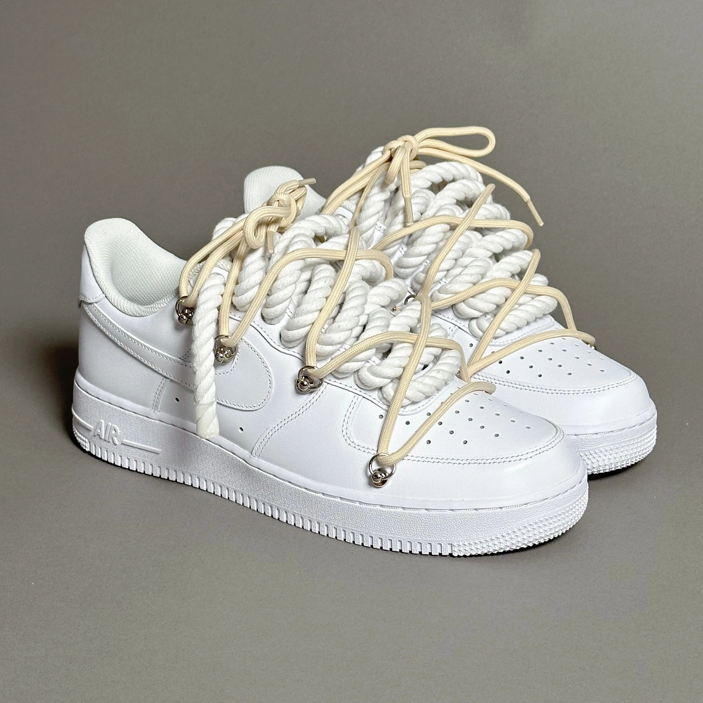 Nike Air Force 1 Rope Laces White??Triple Cream V1 outsole badminton player shoes
