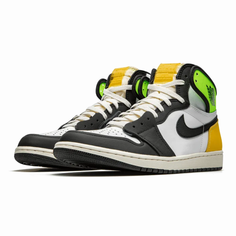 stability feature Jordan 1 Retro High White Black Volt University Gold
