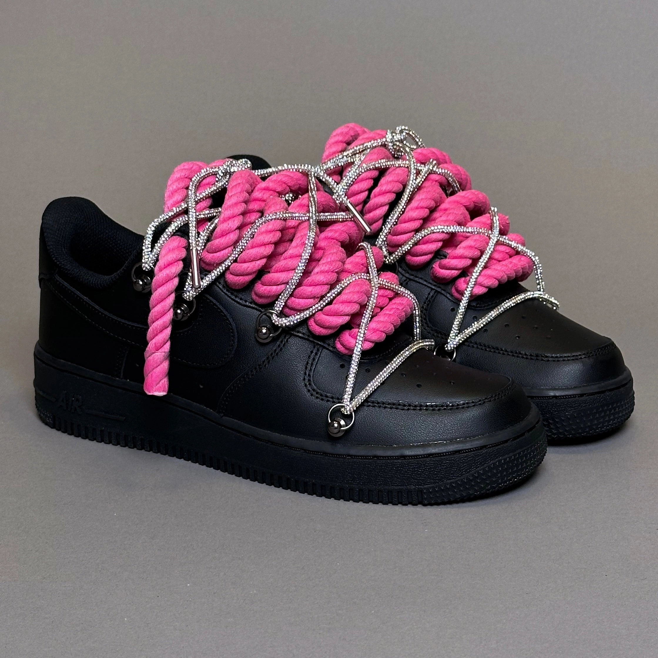Nike Air Force 1 "Rope Laces Ultra Pink" Triple Swarovski Silver plant - themed running option Good Grip