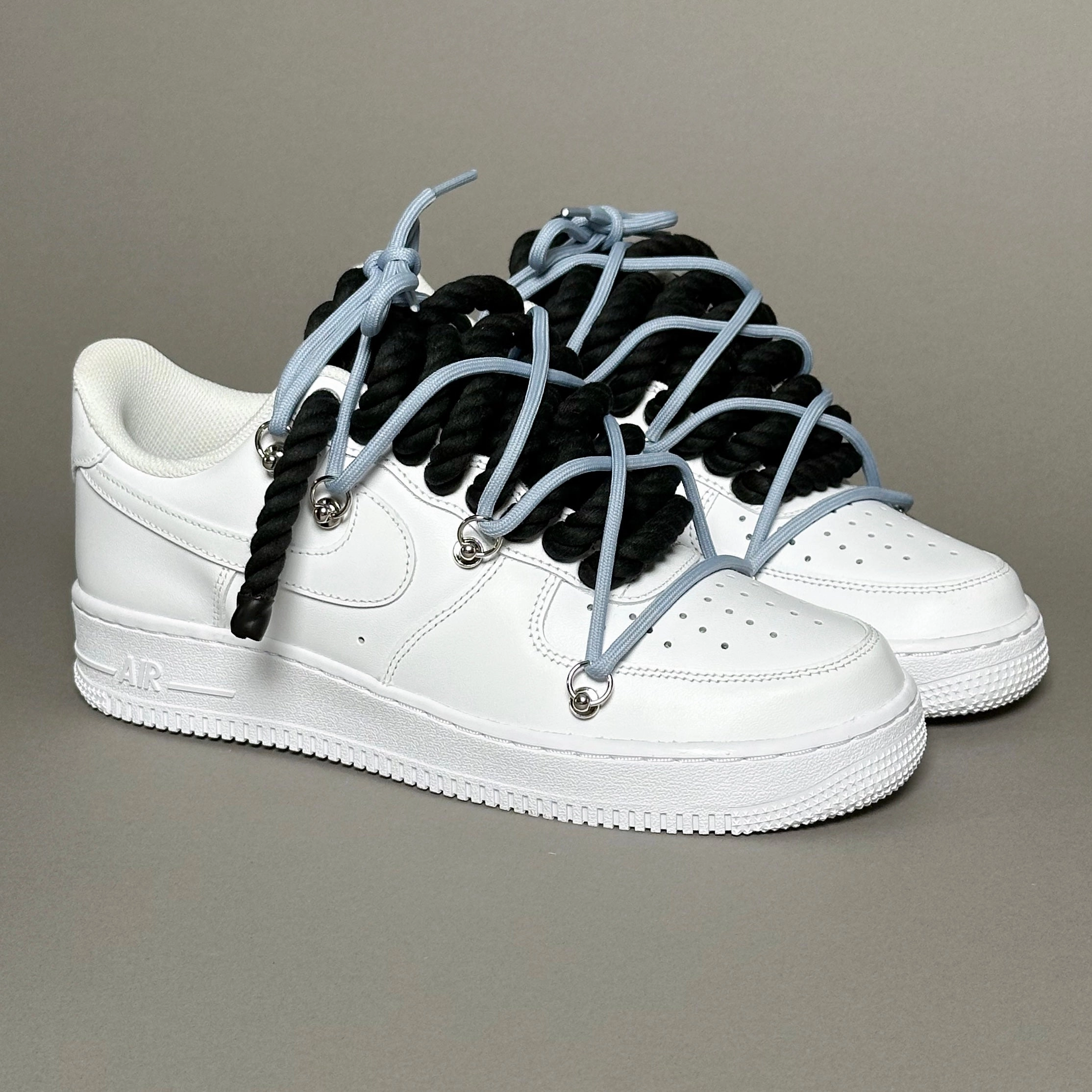 Nike Air Force 1 Rope Laces??Triple Black powerlifting shoes running in evening