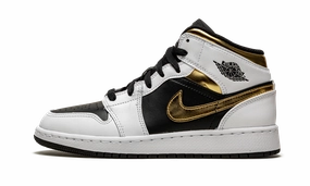 Fashion Layer Air Jordan 1 Mid GS "White / Gold / Black"