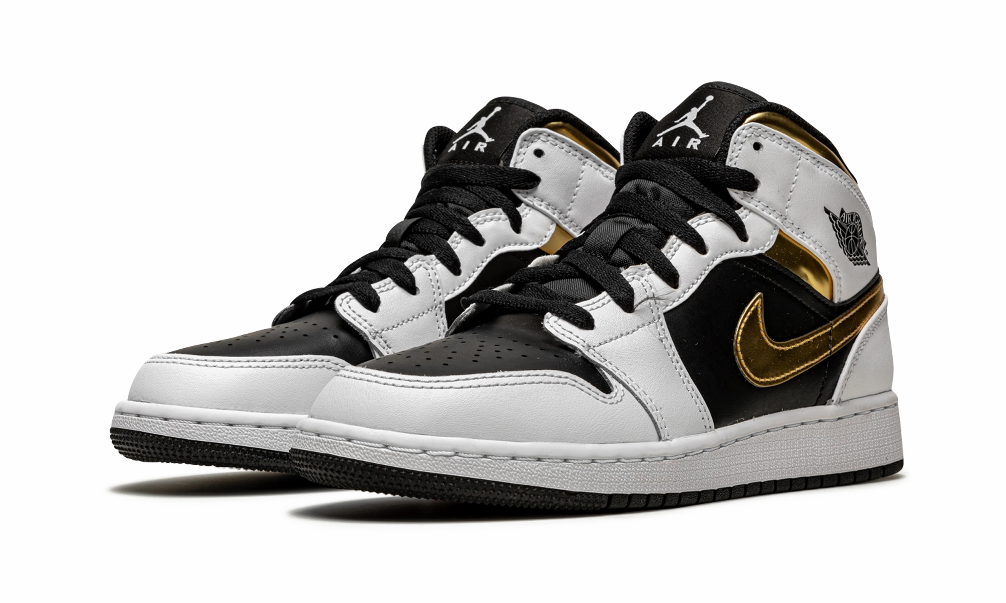 Air Jordan 1 Mid GS "White / Gold / Black" Padded Arch Dynamic Motion