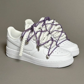 fringe - decorated running option Nike Air Force 1 Rope Laces White??Triple Swarovski Purple V1