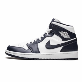 Air Jordan 1 Mid Obsidian White Metallic Gold synthetic materials