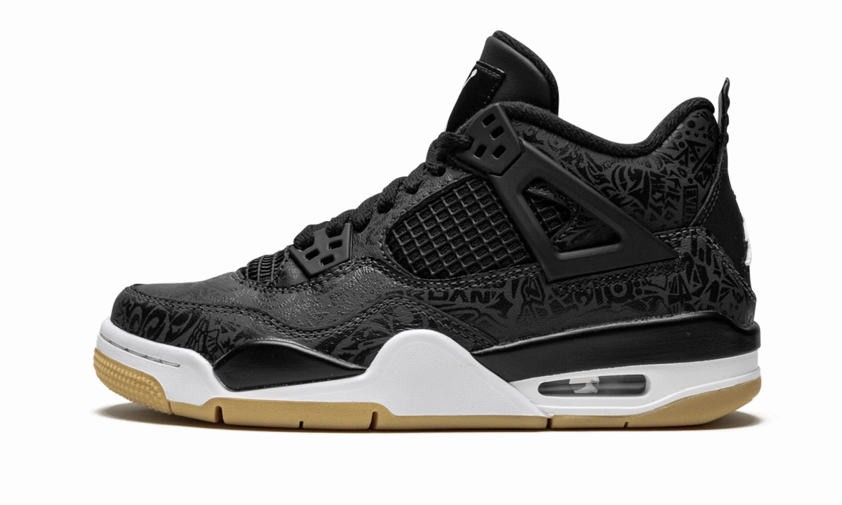 Glam silhouette Boosted flair Air Jordan 4 Retro SE GS "Laser Black/Gum"