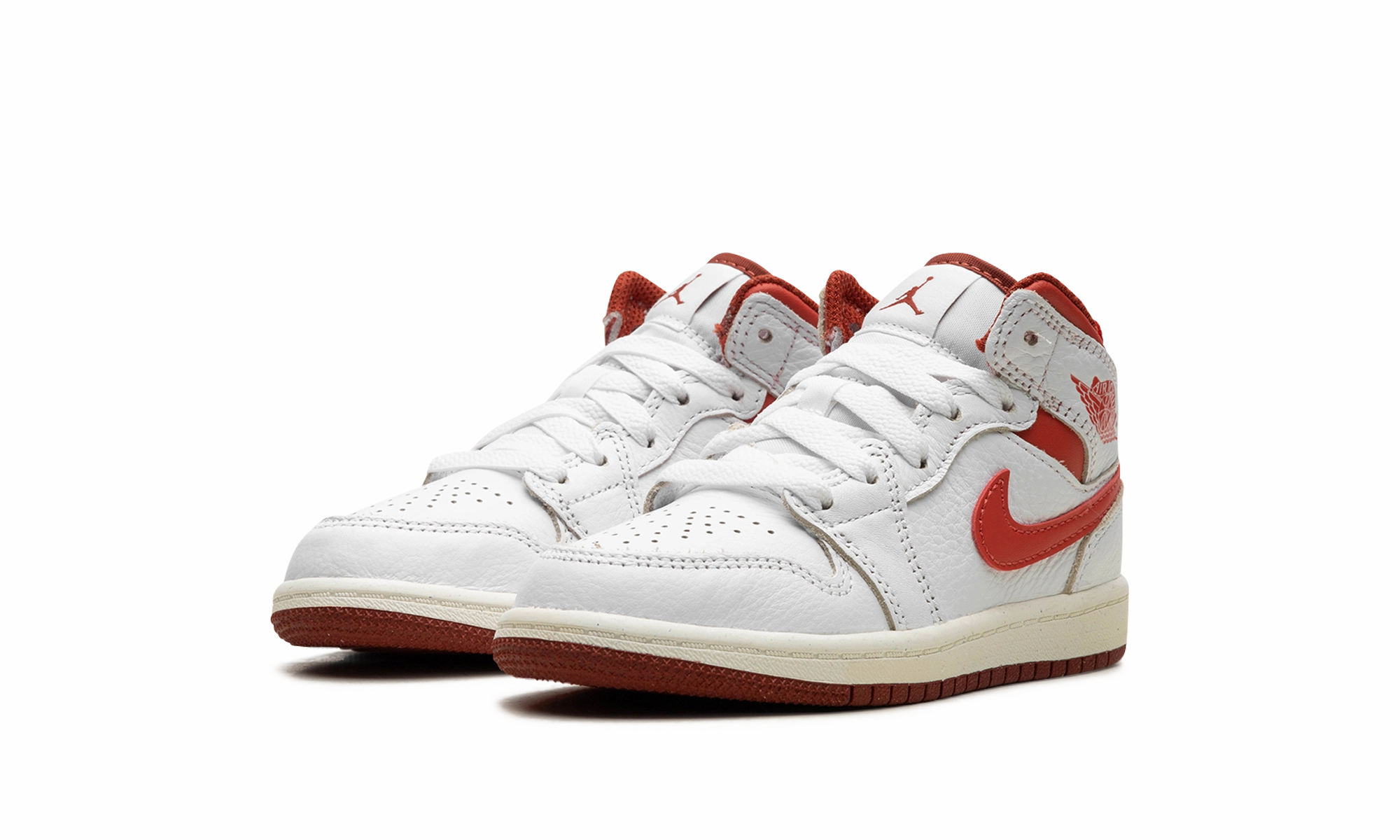 Air Jordan 1 Mid SE PS "White / Dune Red" Secure Style Sculpted Design
