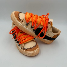 Nike Blazer Low '77 Jumbo Sunshine Orange Over Laces Orange??Genuine Leather running with a Velcro closure