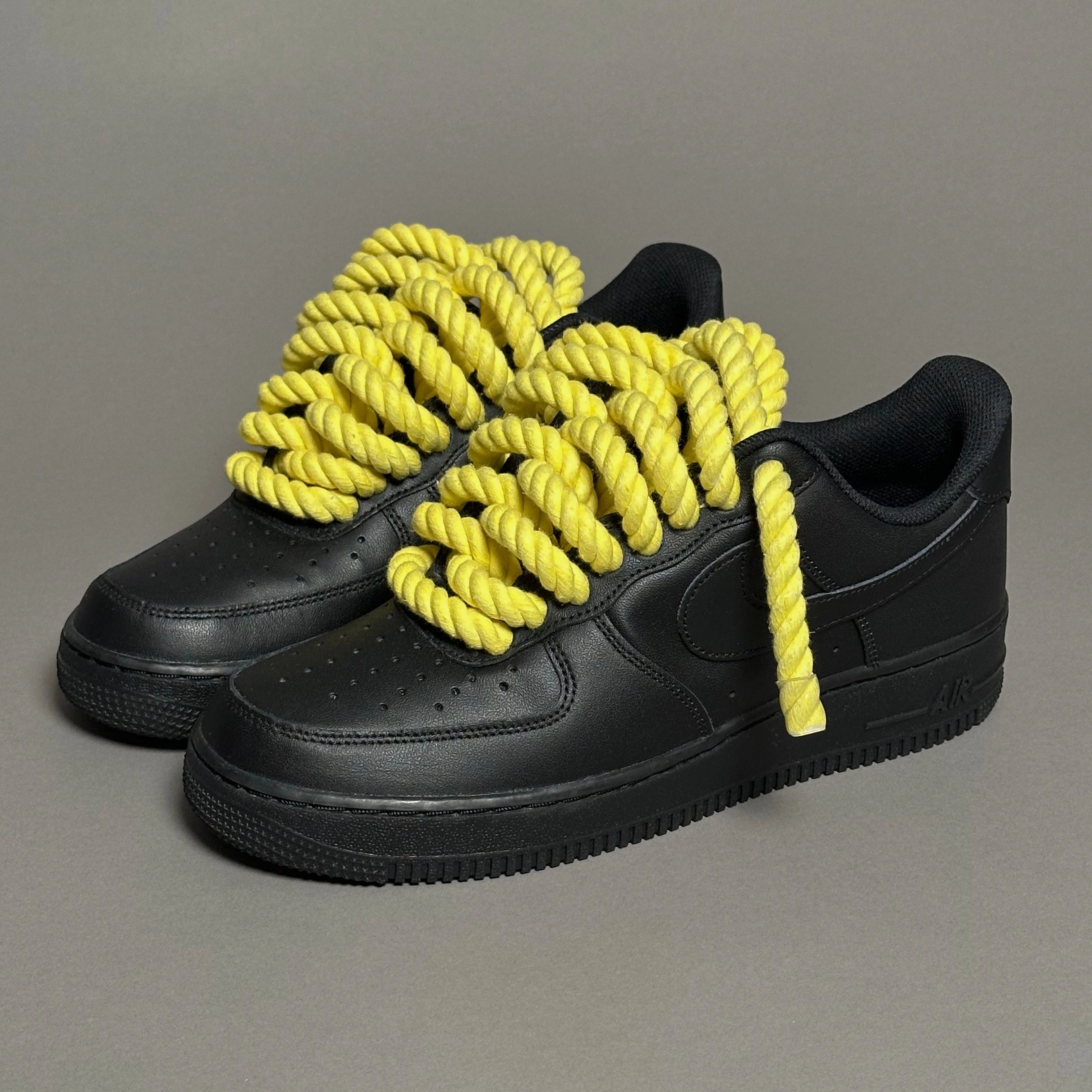 running in a bike lane area shoes modern running shoes Nike Air Force 1 Black Rope Laces Yellow Tint??V1